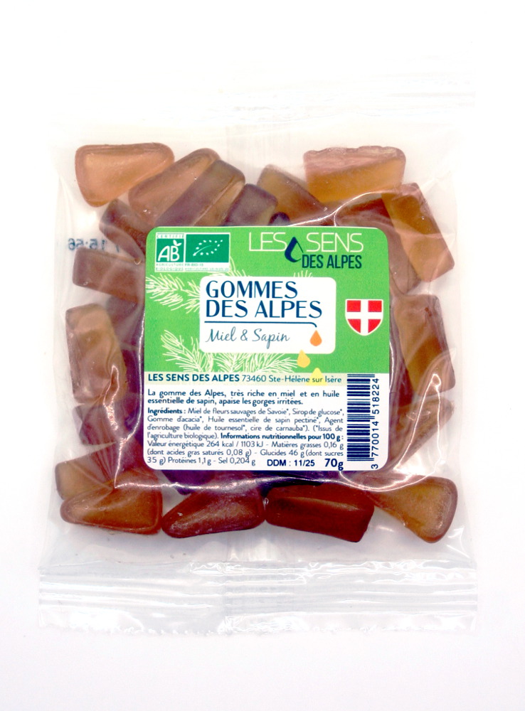 Sachet de gommes au miel et sapin