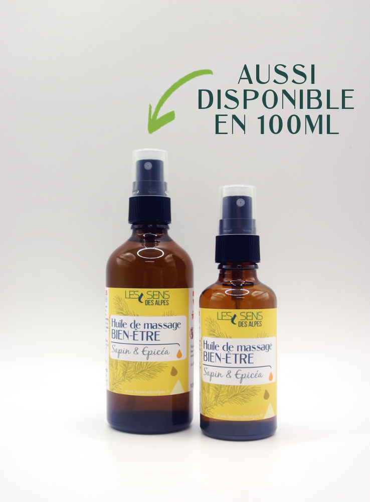 Flacon d'huile de Massage bien-être Sapin et Épicéa